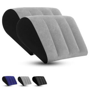 클로버 휴대용 팽창식 웨지 베개 쿠션 - 2팩 바디 포지셔너 접이식 베개로 수면, 등, 여행, 침대, 다리 높이와 빠른 인플레이션 디플레이션(회색) 포함