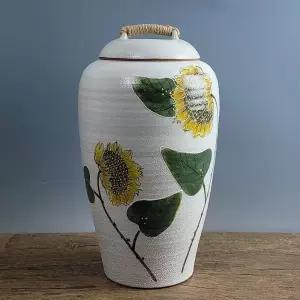 바람해바라기 백분청 20kg 현관 소금항아리 쌀통 쌀독 쌀보관통 도자기 쌀항아리 쌀통 현관소금 단지