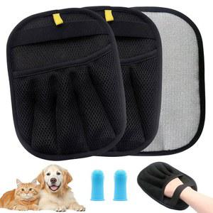 고양이와 개를 위한 2Pcs 반려동물 제모 장갑, 2Pc 칫솔, 업그레이드된 다섯 손가락 정전기 의류, 소파, 카펫, 카시트용 세탁 가능 재사용 도구