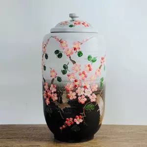 일자 투톤 매화 소금 쌀통 현관 쌀독 20kg 항아리 잡곡 여주 현관소금 단지 도자기 쌀보관통