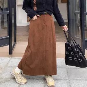 여성 2컬러 뒷트임 골지 롱스커트 가을치마 겨울치마 롱스커트 롱치마