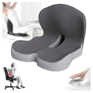 메모리 폼 L자형 통합 시트 쿠션 자동차 트럭 운전자용 인체 공학적 요추 좌골 신경통 허리 사무실 의자 엉덩이 및 등 지지 베개 롱 드라이빙 부스터 (B1)
