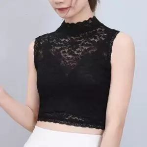 ING-SA 메쉬 레이스 터틀넥 크롭탑 qad8+9mPa