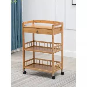 프리미엄 이동식 엔틱 웨건 뷰티샵 우드 원목 카트 서랍 3단 내추럴 공식 표준 구성