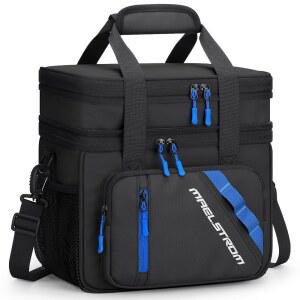 Maelstrom 도시락, 남성 여성용 20L 단열 6개의 포켓이 있는 확장형 더블 데크 누수 방지 쿨러백, 재사용 가능한 점심 토트백, 업무, , 여행, 블랙