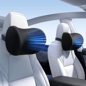 Wigoo 2025 업그레이드 자동차 목 베개 [더 이상 압력 없음, 무취] 부드러운 머리 받침 베개, 조절 가능한 스트랩 탈착식 커버 100% 메모리 폼, 모든 차량에 적합 (블랙 2팩)