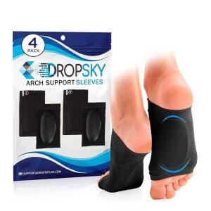 아치 서포트, 평발 서포트 여성 및 남성용 - 지지 교정기, 압박 지지대 를 위한 발 밴드 4피스, 블랙 FSA