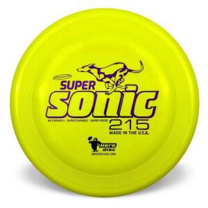 히어로 디스크 USA 슈퍼소닉 215 K9 태피 플라스틱 개 디스크, 펑크 방지 비행 디스크(노란색)