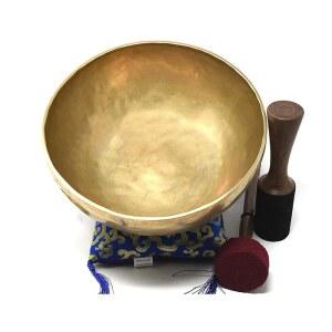 25.4cm(10인치) 대형 마스터 힐링 핸드 해머드 티베트 싱잉 볼 ~ 명상, 요가, 사운드 배스, 마음챙김, 휴식에 적합 쿠션, 나무 망치 및 드럼스틱 포함