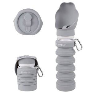 마이엘리 개 물병 접이식 및 휴대용 스퀴즈, 9oz-17oz 정수기 볼, 5단계 용량의 1, 카라비너 클립, 100% 식품 등급 실리콘, 야외 산책, 하이킹, 여행