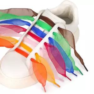 컬러 쉬폰 신발끈 망사 리본 새틴 레이스 넓은끈 와이드 운동화 스니커즈