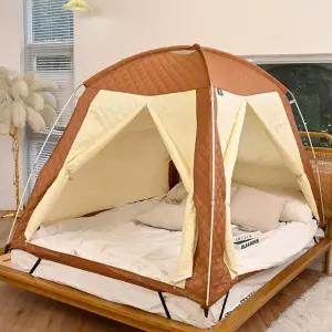 누빔 난방텐트 원터치 패딩 겨울 침대용 보온 방한텐트