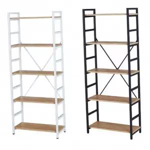 5단 철제책장 원목 철재 선반 수납장 다용도 책장 인테리어 거실 사무실용 선반
