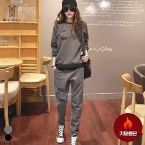 겨울 여성 빅와펜패치 기모추리닝세트 셋업 트레이닝복세트 Bon-2573_24534916_6