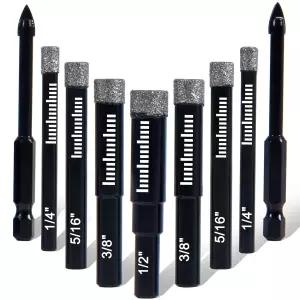 9팩 프리미엄 다이아몬드 드릴 비트 세트 - 도자기 세라믹 유리 대리석 등 정밀한 드릴링을 위한 다용도