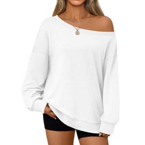 오토멧 여성 오프숄더 스웨트셔츠 오버사이즈 상의 가을 의상 2025 Y2K 의류 패션 트렌디