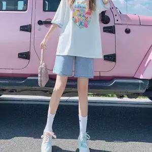 여성 데님 반바지 하프 여자청 여성 데님 반바지 팬츠 밴딩 5부