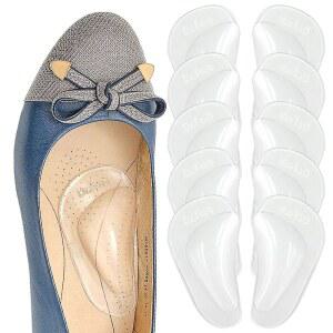 Dr.Foot 아치 서포트 신발 안창 5쌍, 평발용 두꺼운 젤 패드 - 남성 및 여성용 자체 접착 쿠션 인서트, 투명 5쌍