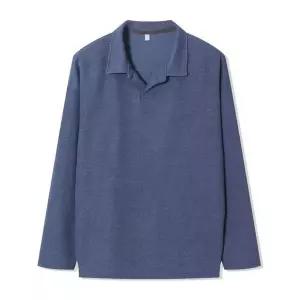 [하프클럽/]남자 가을 오픈 카라넥 옆트임 긴팔 니트티셔츠 AC-KN-Q039-네이비