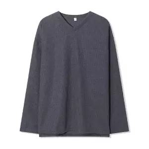 [하프클럽/]남자 가을 브이넥 옆트임 긴팔 니트티셔츠 AC-KN-Q042-차콜