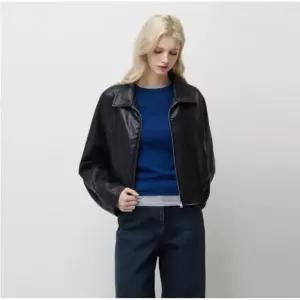 시슬리 밑단셔링 루즈핏인조가죽자켓 SALE70611BK