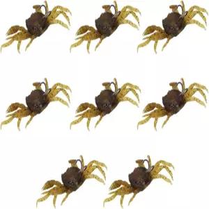 차즈쿨 8PCS 인공 게 미끼 날카로운 갈고리가 달린 크랑카 낚시 도구 액세서리 옐로우 브라운