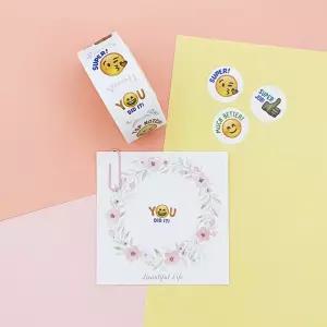 스티커 테이프 원형 이모지 메모용