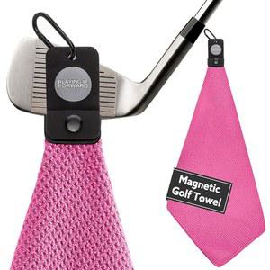 클립 및 초강력 자석이 있는 골프 백용 마그네틱 타월 - 가방과 카트를 안전하게 고정할 수 와플 직조 극세사 이상적인 클럽 클리너 액세서리 핑크