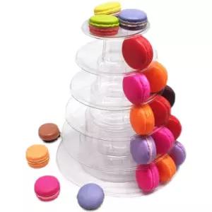 원형 마카롱 타워 트레이 케이크 진열대 투명 스탠드 디저트 파티 디스플레이
