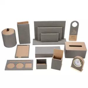 호텔 오거나이저 리모컨 데스크 티슈 트레이 수납 세트 가죽 박스