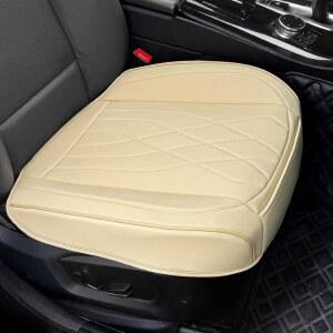 Sanwom 럭셔리 인조 가죽 카시트 커버 전면 하단 시트 쿠션 커버, 미끄럼 방지 및 바닥 랩, 차량의 95%에 적합 (베이지)
