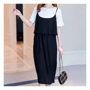 마미누리모네쉬폰원피스 여성 뷔스티에 플리츠 주름 끈 1162 177146