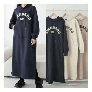 마미누리임산부 기모 스탠 후드원피스 빅사이즈 여성 겨울 임부복 177049