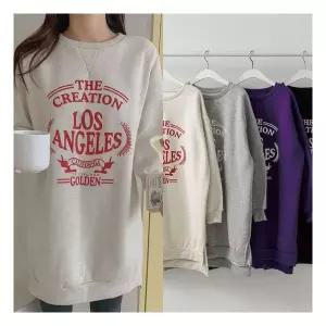 마미누리기모 골든티 롱티셔츠 레터링 밑단 트임 겨울 임산부 여성의류 177029