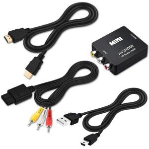[미국배송] COMEAP AV-HDMI 변환기 N64 AV NINTENDO 64 / GAMECUBE SUPER SNES RCA-HDMI 변환기(USB 전원 및 HDMI 4K 케이블 포함) RCA 또는 입력 6FT(180만) 지원 TV