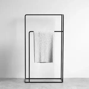 스탠드 거치대 무타공 타올 철제 수건 바구니 원목 걸이 호텔 화장실