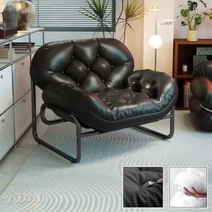 편한 1인윙체어 소파 가죽체어 1인 럭셔리 검정 원목 가죽 아늑 하운드투스 안락