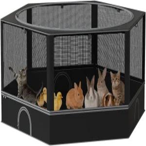 DINMO 작은 동물 놀이방 덮개가 있는 치킨 브루더 박스 튼튼한 금속 프레임이 방수 실내 야외 애완동물