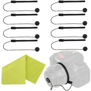 [미국배송] 카메라 렌즈 캡 키퍼 홀더 분실 방지 DSLR SLR 캐논 / 니콘 소니 파나소닉 후지필름 카메라(마이크로파이버 클리닝 천 포함) (8팩)