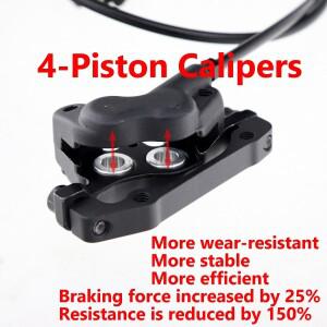 ZOOM HB876E 전기 자전거 4피스톤 유압 디스크 브레이크 세트 전동 스쿠터 접이식 산악 전원 차단 겨울 사