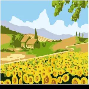 [하모니아트]DIY 유화그리기 그림그리기 세트 유화페인팅 20x20 해바라기 마을