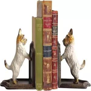 장식 북엔드 - 주철 개 조각 쌍 헤비 듀티 동상 빈티지 선반