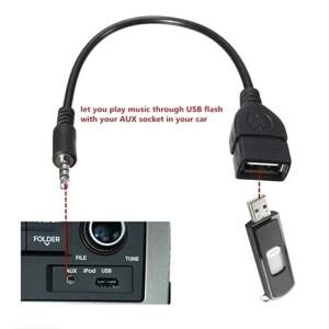 자동차 오디오 케이블 OTG 여성 어댑터 Aux USB MP3 재생 디코더 플래시 드라이브 음악 3.5MM
