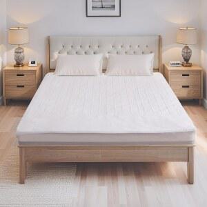 Eydna 전기 매트리스 패드 킹 사이즈 78 x80 10시간 자동 꺼짐 4 열 듀얼 컨트롤러 최대 15인치 딥 포켓 세탁기 사용 가능 흰색