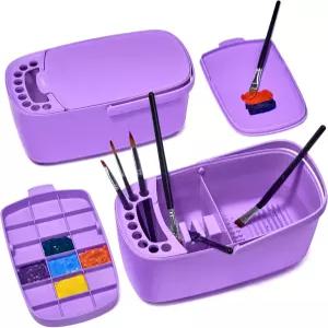 GAMENOTE 페인트 브러시 클리너 - 팔레트와 손잡이가 있는 홀더 아크릴 수채화 및 수성 페인트용 린서