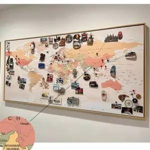자석 세계지도 여행 타공판 라인프린트 벽장식 운동회 보드 교구용 학교