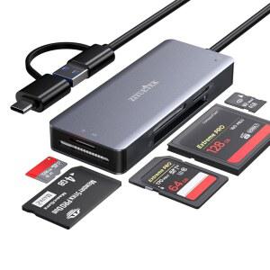 [미국배송] USB C USB3.0 SD 카드 리더 /TF /CF /MICRO /MS /M2용 5IN1 멀티 아이폰호환 15 PRO MAX /WINDOWS /MAC /LINUX /안드로이드 (USB3.0 및 TYPEC)용 드라이브 프리