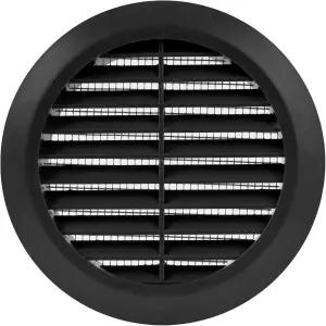 통풍구 시스템 4인치 - 검은색 소핏 커버 원형 에어 루버 그릴 내장형 방충망 욕실 홈 오피스 주방용 HVAC