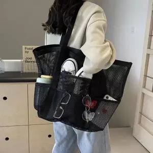 대용량 CWM488L1 메쉬 비치백 투명 방수 여행 숄더백 다용도