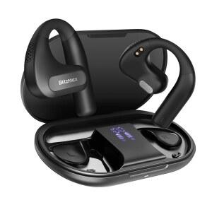 [미국배송] 블리츠맥스 오픈 이어 헤드폰 트루 와이어리스 블루투스 5.3 이어버드 향상된 베이스 16.2MM 드라이버 오래 지속되는 편안함 60시간 플레이타임 LED 디스플레이 스포츠 운전을 위한 IPX5 방수 기능